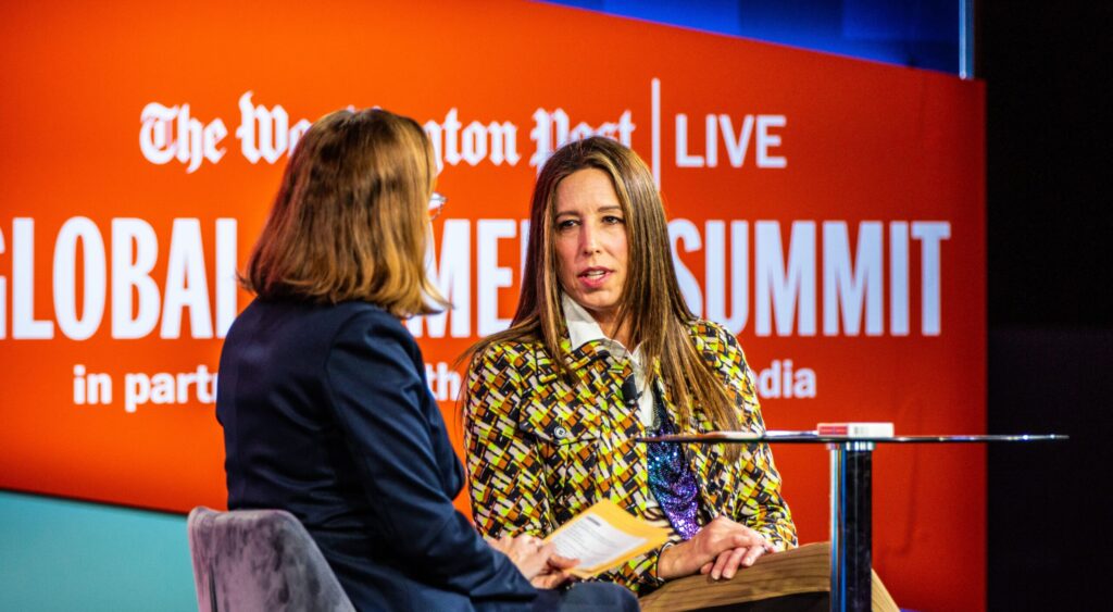 Jenny Just speaking at the Washington Post Global Women's Summit with Libby Casey