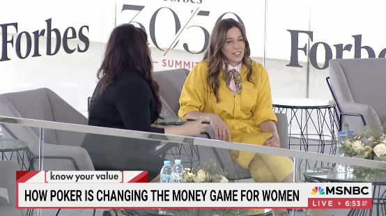 Jenny Just speaking about how poker is changing the money game for women on MSNBC